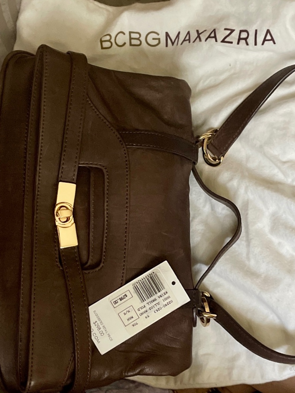 Vintage Y2K BCBG Max Azria Keira Small Fold Brown Leather Bag - W/ Extra Strap
